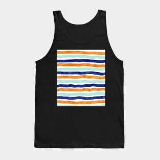 Navy orange sky blue watercolor hand-drawn stripes Tank Top